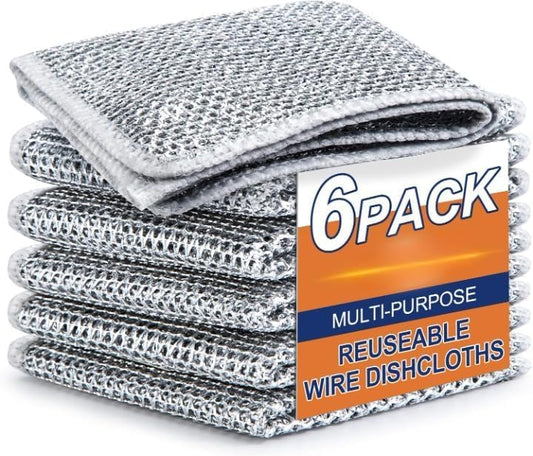 Multipurpose Wire Dishwashing Rags for Wet and Dry (6 Pcs)