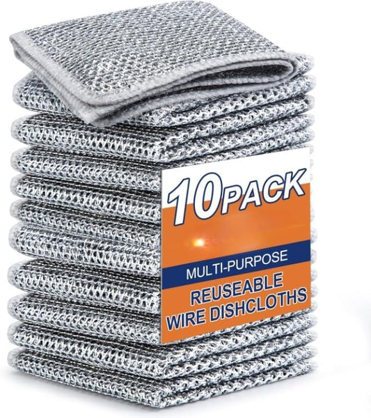 Multipurpose Wire Dishwashing Rags for Wet and Dry (10 Pcs)